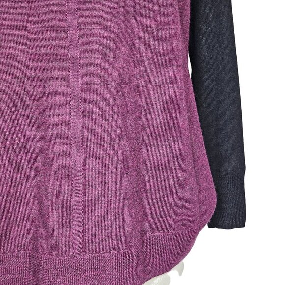 Madewell Merino Wool Sweatshirt Hi Low Hem Colorblock Purple Black Women Size XS - Picture 5 of 7